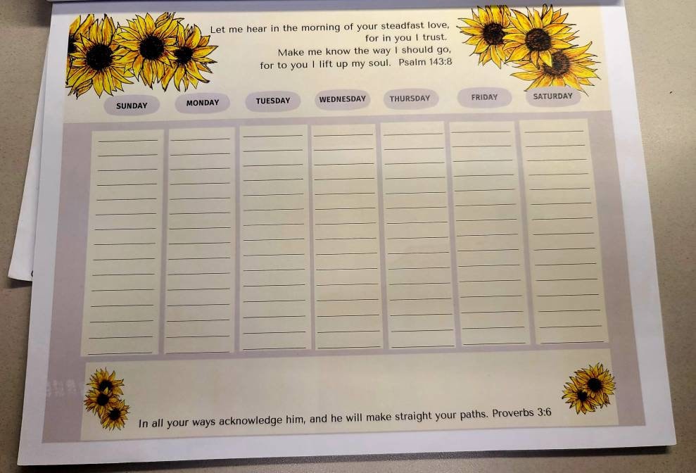 Christian Sunflower Weekly Digital  Planner  8.5 × 11 with Encouraging Bible Verses