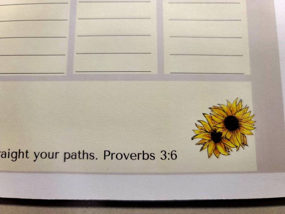 Sunflower Weekly Planner Pad with Encouraging Bible Verses - Faith Floral Planner - Believe Inspirational Planner