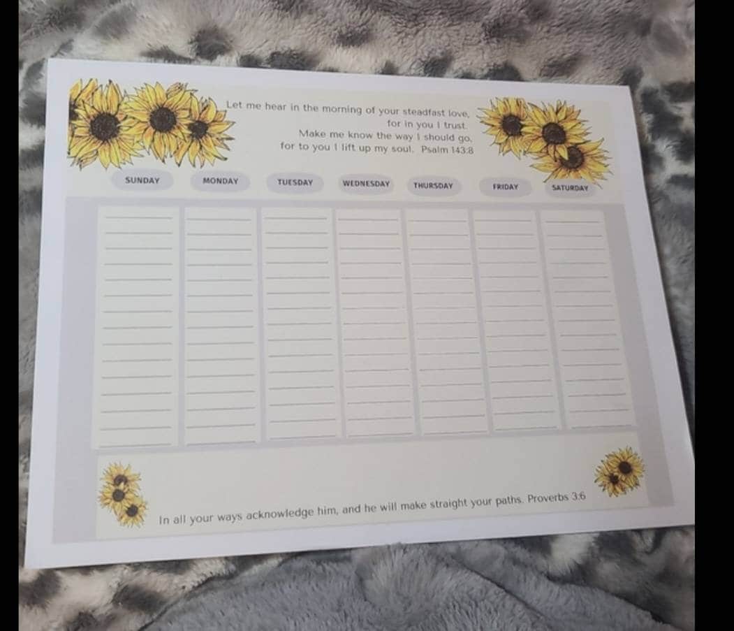 Christian Sunflower Weekly Digital  Planner  8.5 × 11 with Encouraging Bible Verses