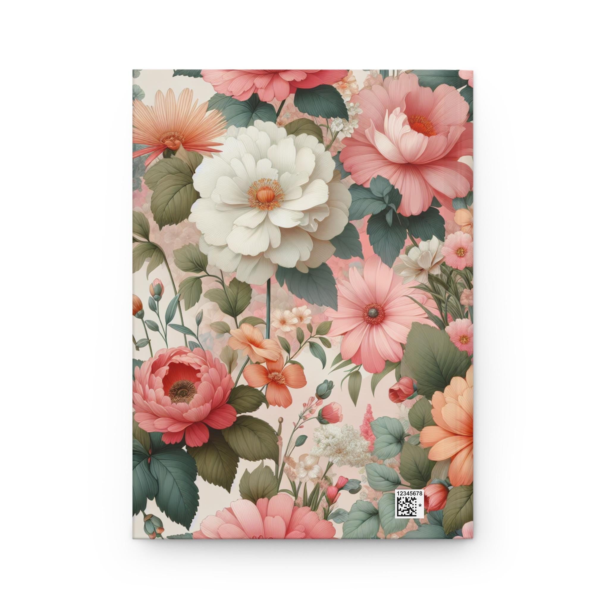 Hardcover Floral Pink Peach White Journal Matte