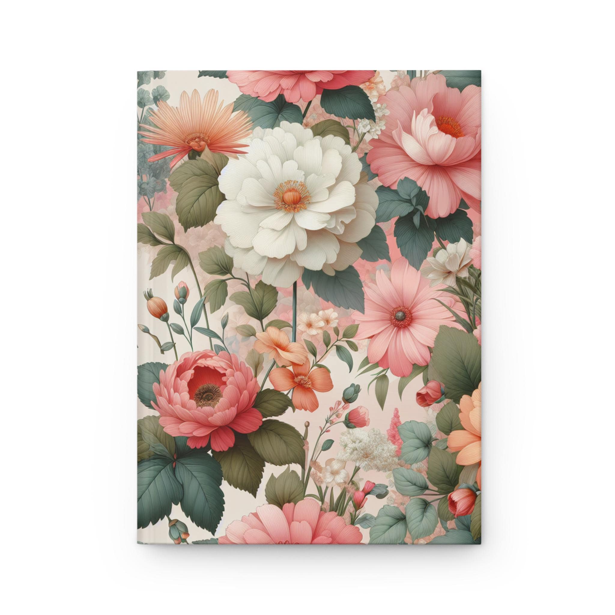 Hardcover Floral Pink Peach White Journal Matte