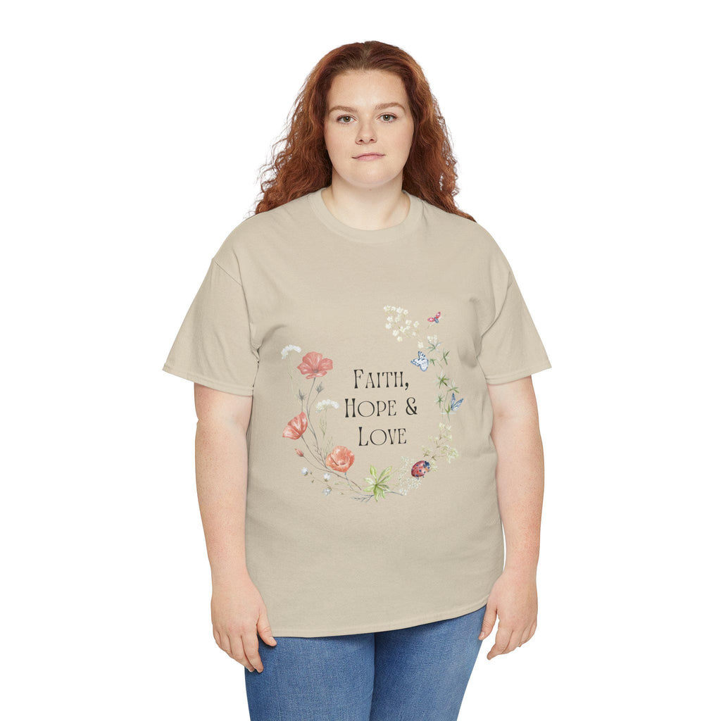 Faith Hope Love - Christian Tshirt Unisex Heavy Cotton Tee